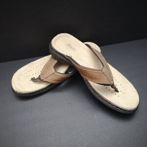 G.H. Bass & Co. Men's Size 9M Brown Leather Upper w/ Black Soles Thong Sandals